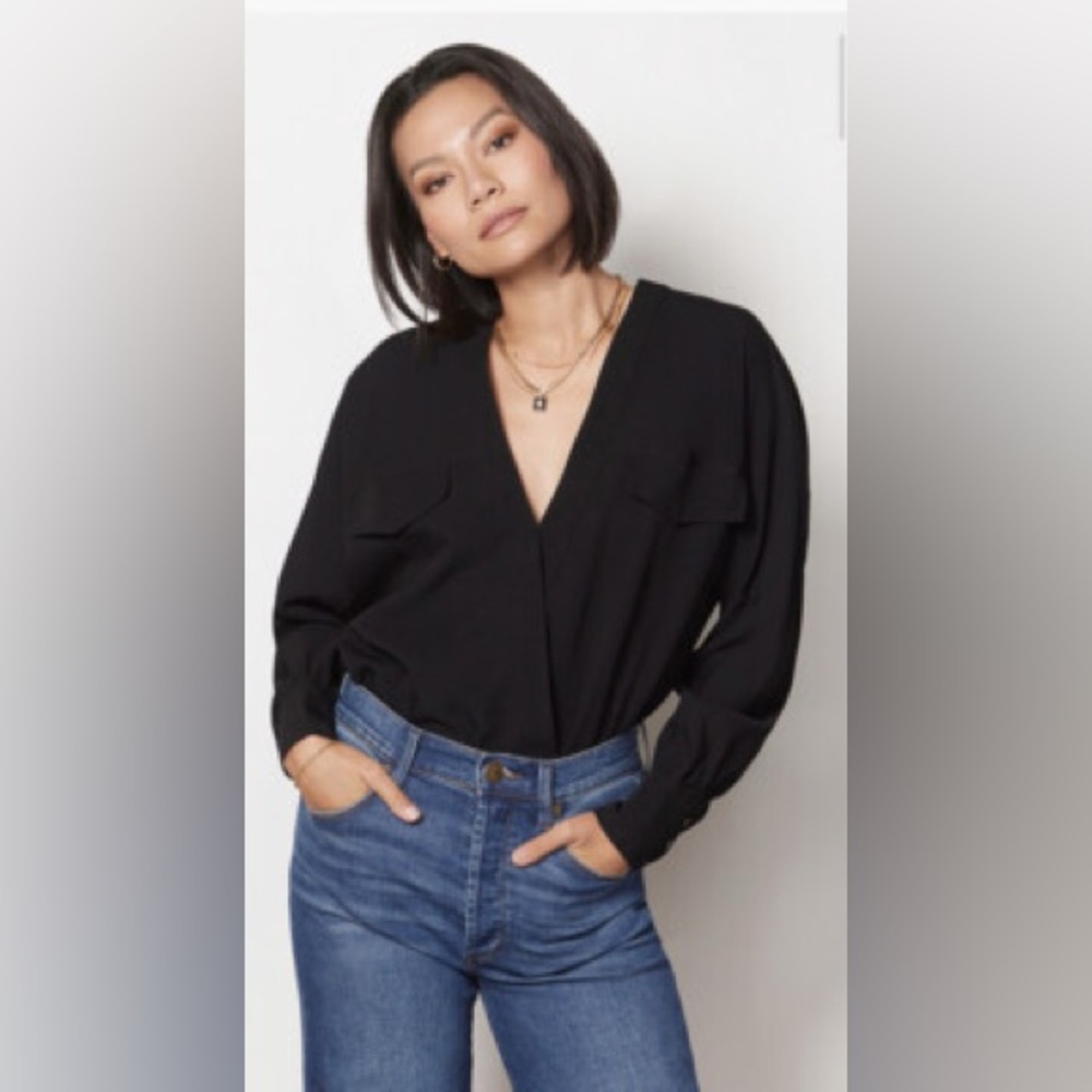 Good American Black Long Sleeve Bodysuit